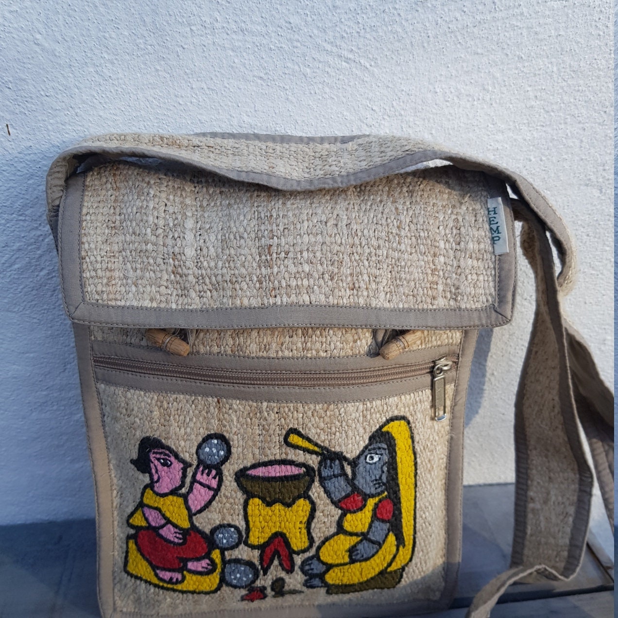 Wild Hemp Crossbody Bag; Mithila Print