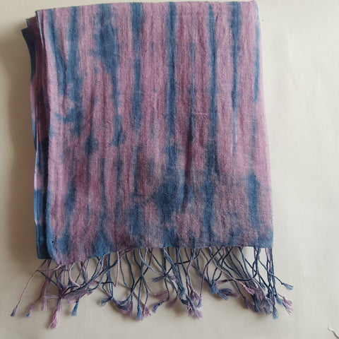 Shibori Hemp & Organic Cotton Scarf, Purple & Blue