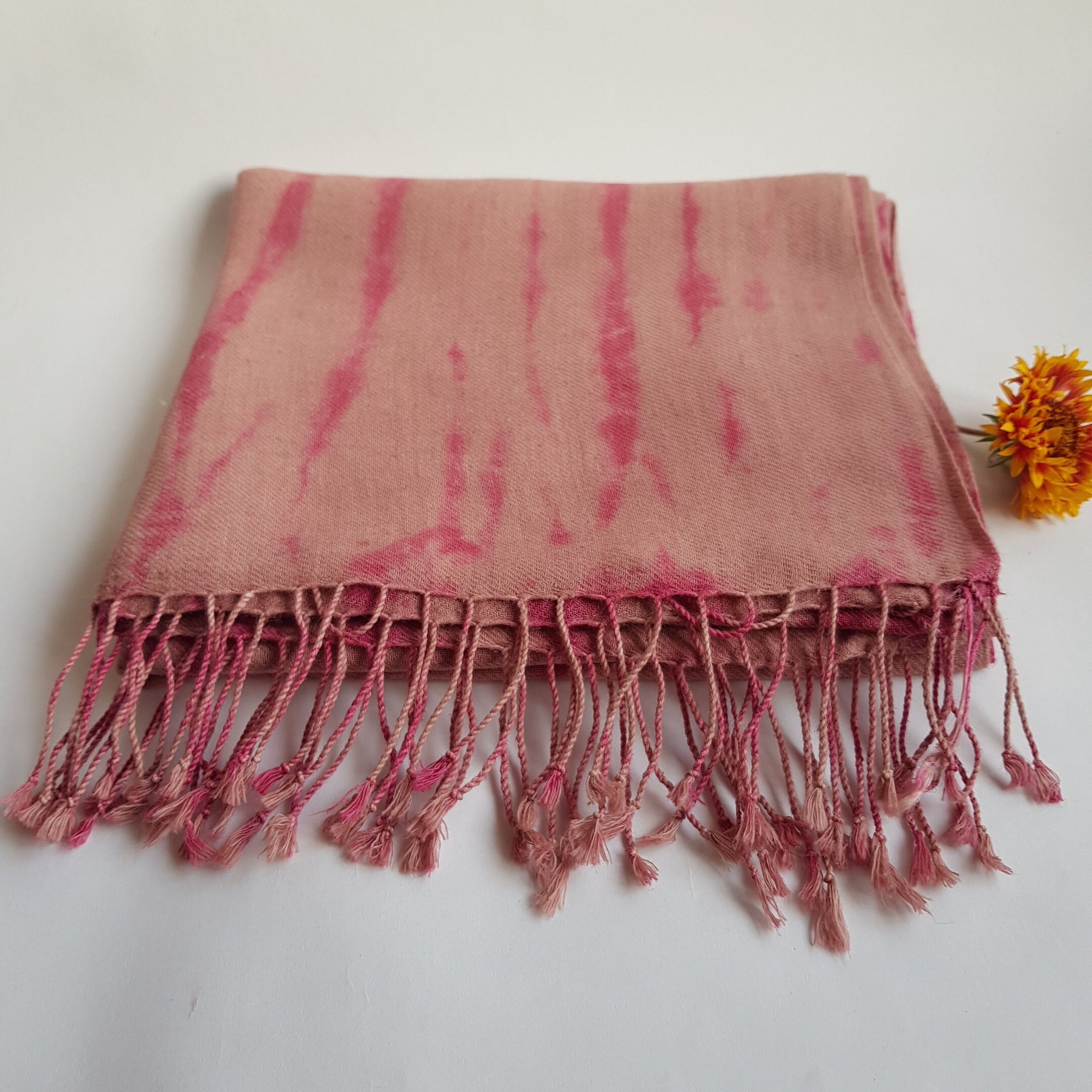 Shibori Hemp & Organic Cotton Scarf Scarf, Pink