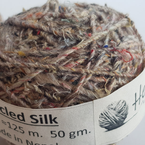 Handspun Hemp, Wool, Banana & Recycled Silk Yarn 50gram.