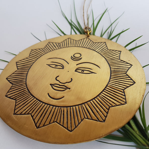 Face of the Sun Brass Wall Hanging