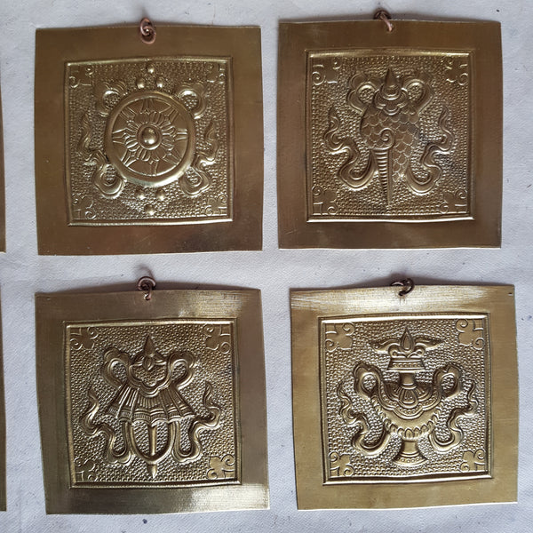 Brass Asthamangala Wall Hanging.  Eight Auspicious Buddhist Symbols (medium)