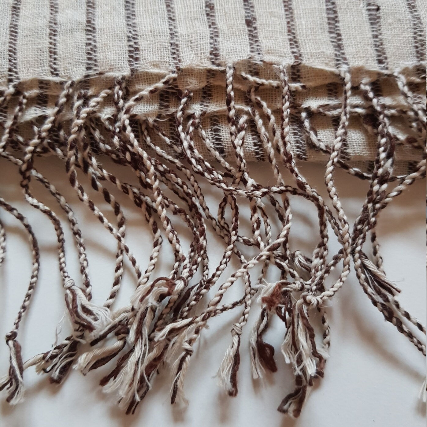 Hemp Scarf with Silk Stripes
