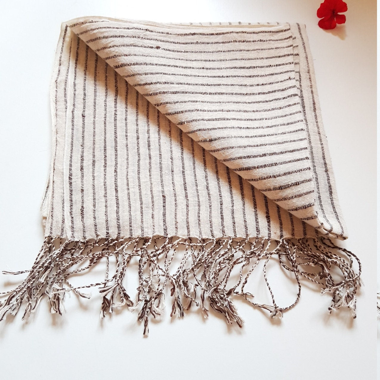 Hemp Scarf with Silk Stripes