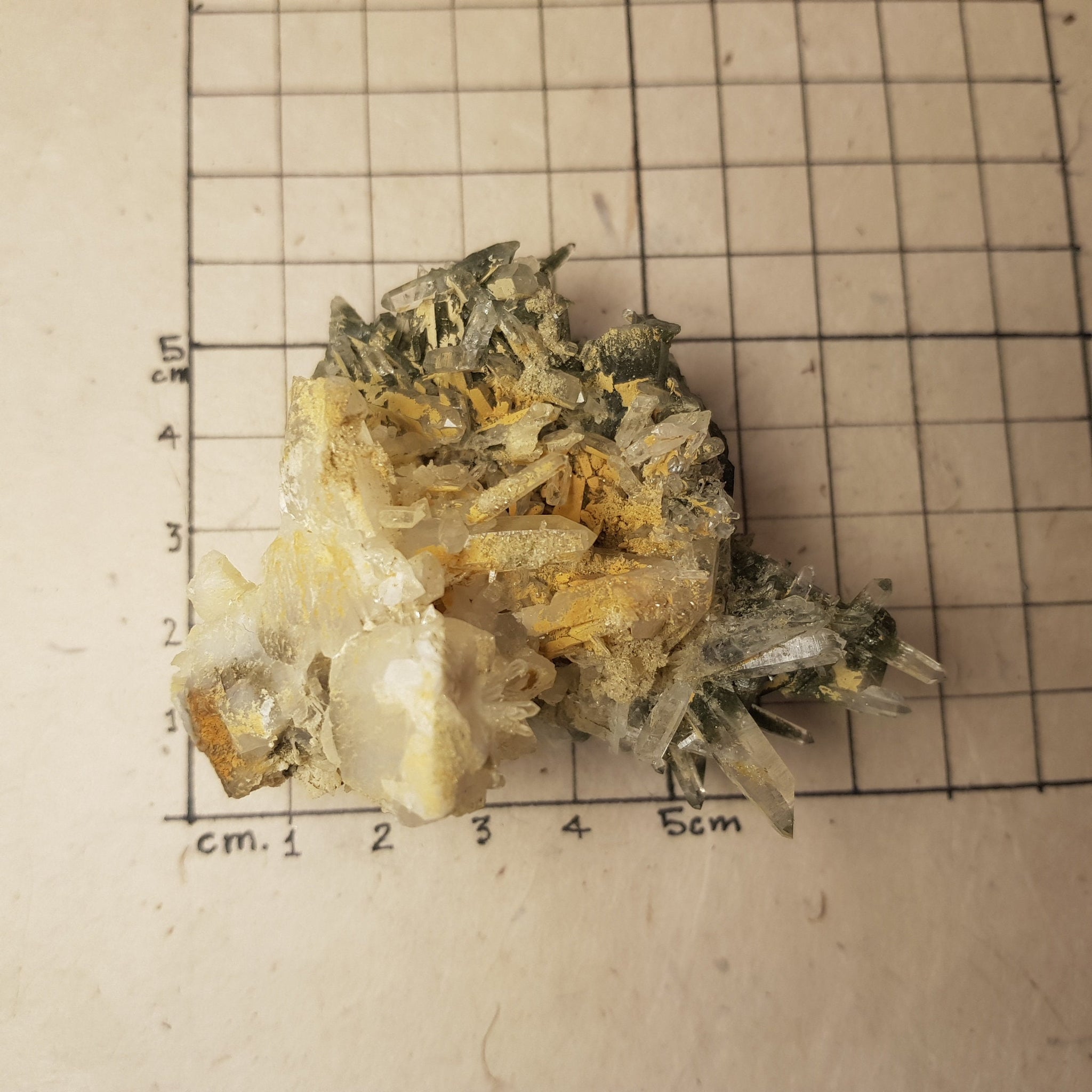 Chlorite Quartz Crystal Cluster from Ganesh Himal, Nepal.Himalayan Green Phantom Quartz. 72gram. Very Rare