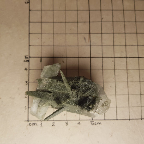 Chlorite Quartz Crystal Cluster from Ganesh Himal, Nepal. Himalayan Green Phantom Quartz. 52gram. Very Rare