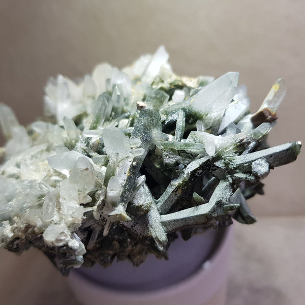 Chlorite Quartz Crystal Cluster from Ganesh Himal, Nepal. Himalayan Green Phantom Quartz. 331gram. Very Rare