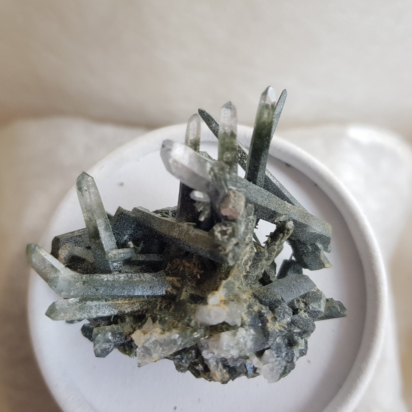 Chlorite Quartz Crystal Cluster from Ganesh Himal, Nepal. Himalayan Green Phantom Quartz. 36gram. Very Rare