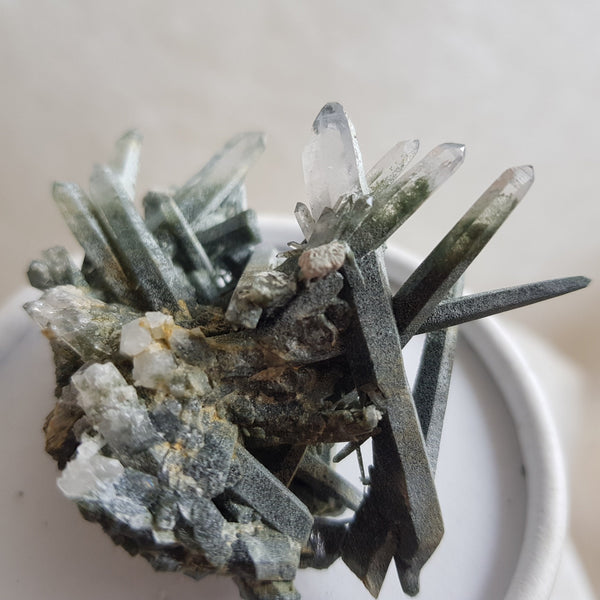 Chlorite Quartz Crystal Cluster from Ganesh Himal, Nepal. Himalayan Green Phantom Quartz. 36gram. Very Rare