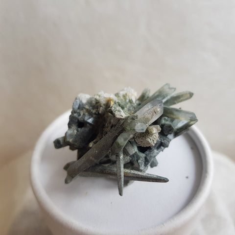 Chlorite Quartz Crystal Cluster from Ganesh Himal, Nepal. Himalayan Green Phantom Quartz. 36gram. Very Rare