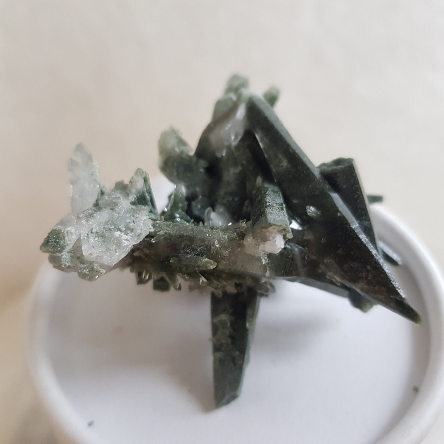 Chlorite Quartz Crystal Cluster from Ganesh Himal, Nepal. Himalayan Green Phantom Quartz. 29gram. Very Rare