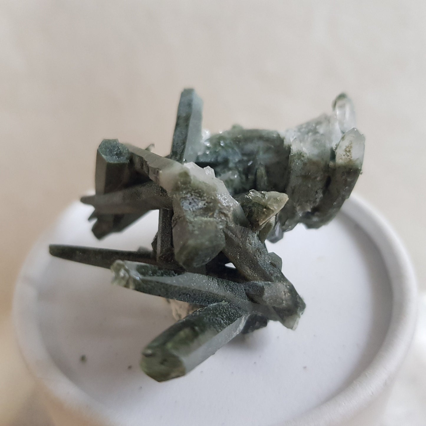 Chlorite Quartz Crystal Cluster from Ganesh Himal, Nepal. Himalayan Green Phantom Quartz. 29gram. Very Rare