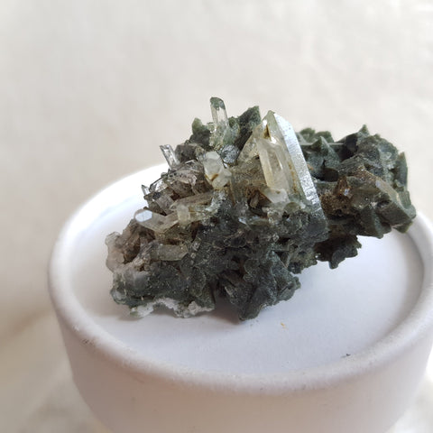 Chlorite Quartz Crystal Cluster from Ganesh Himal, Nepal. Himalayan Green Phantom Quartz. 37gram. Very Rare