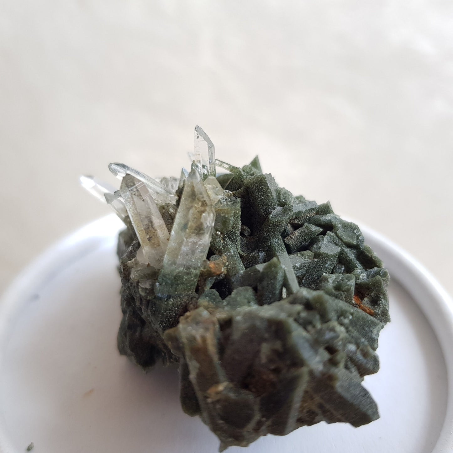 Chlorite Quartz Crystal Cluster from Ganesh Himal, Nepal. Himalayan Green Phantom Quartz. 37gram. Very Rare