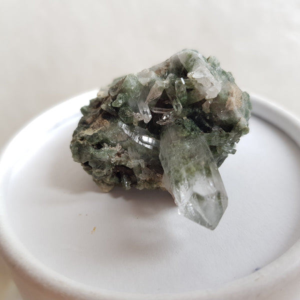 Chlorite Quartz Crystal Cluster from Ganesh Himal, Nepal. Himalayan Green Phantom Quartz. 26gram. Very Rare