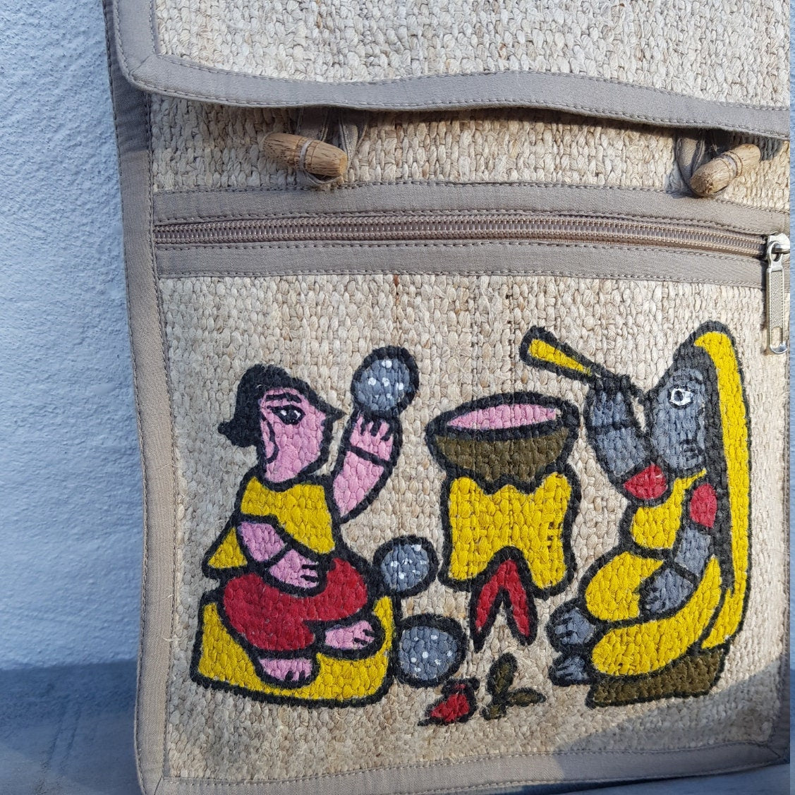 Wild Hemp Crossbody Bag; Mithila Print