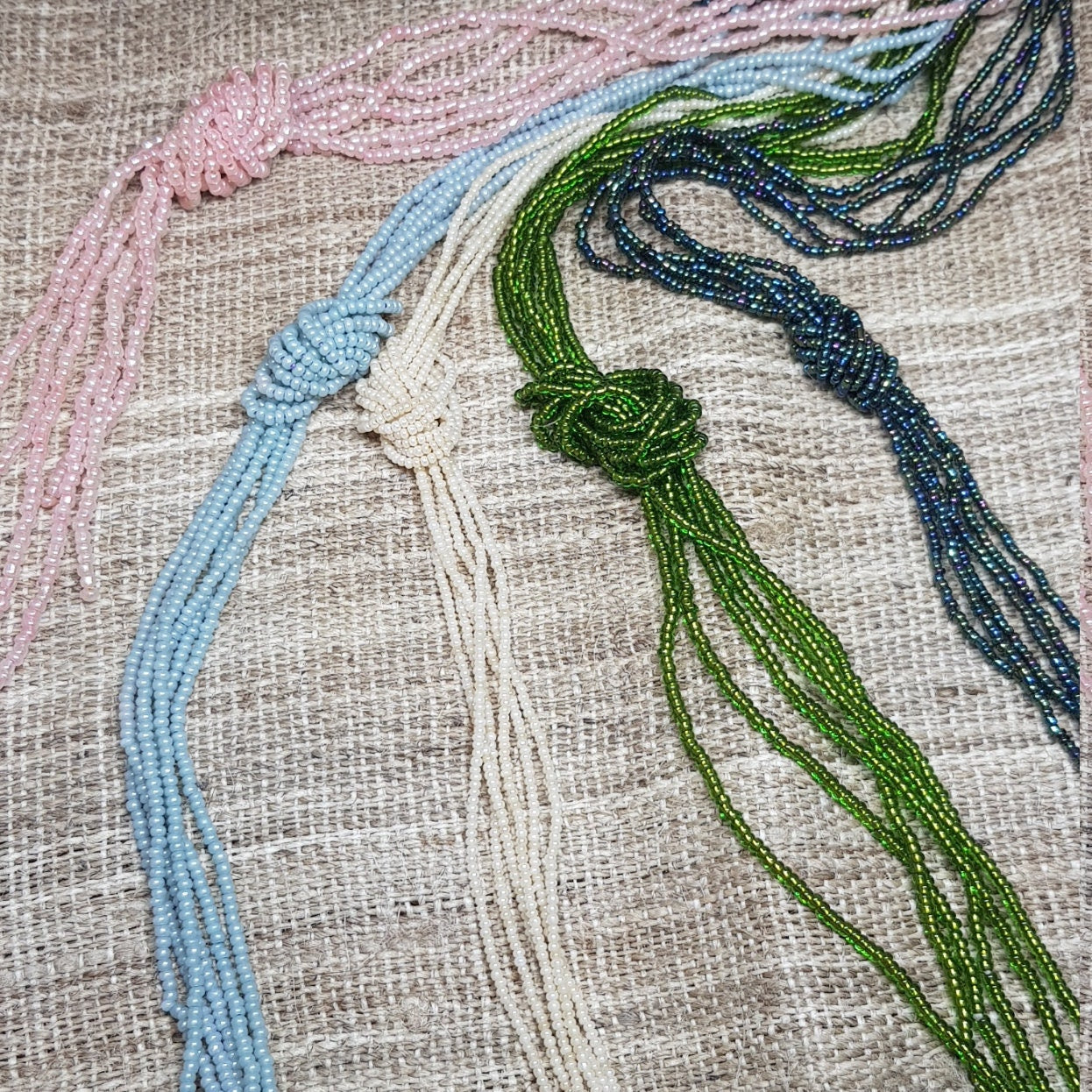 Glass Beaded Long Necklace Hand-strung in Nepal