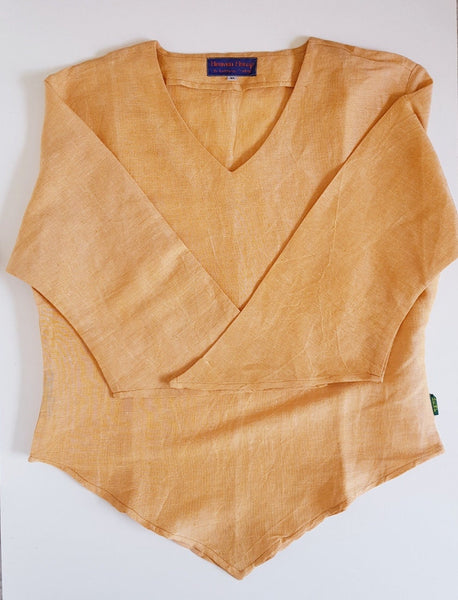 Hemp Ladies Pointy Top in Marigold