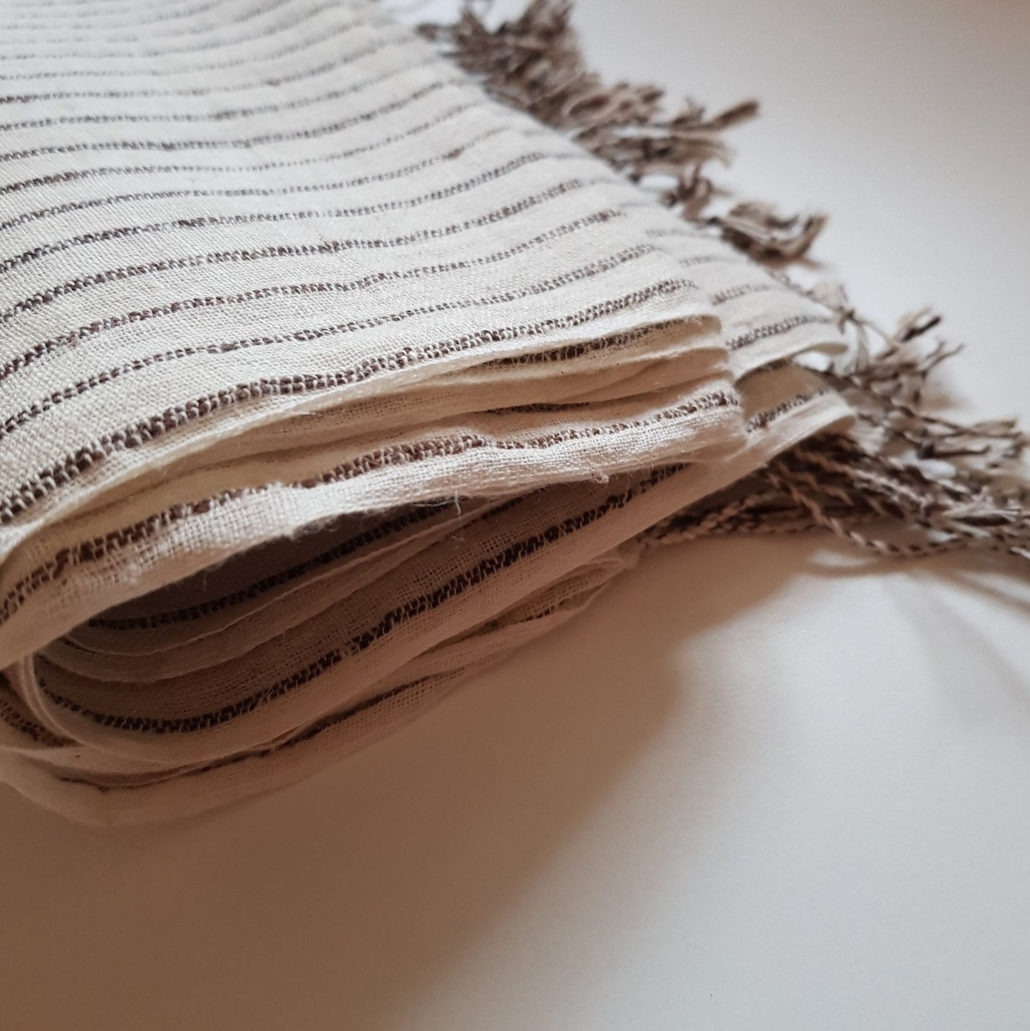 Hemp Scarf with Silk Stripes