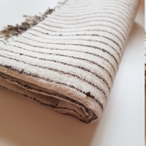 Hemp Scarf with Silk Stripes