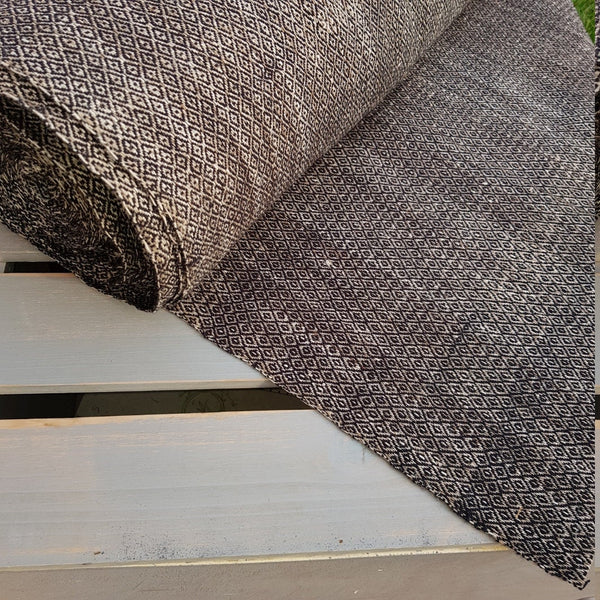 Himalayan Nettle & New Zealand Wool Fabric, Diamond Twill weave, Black & Tan