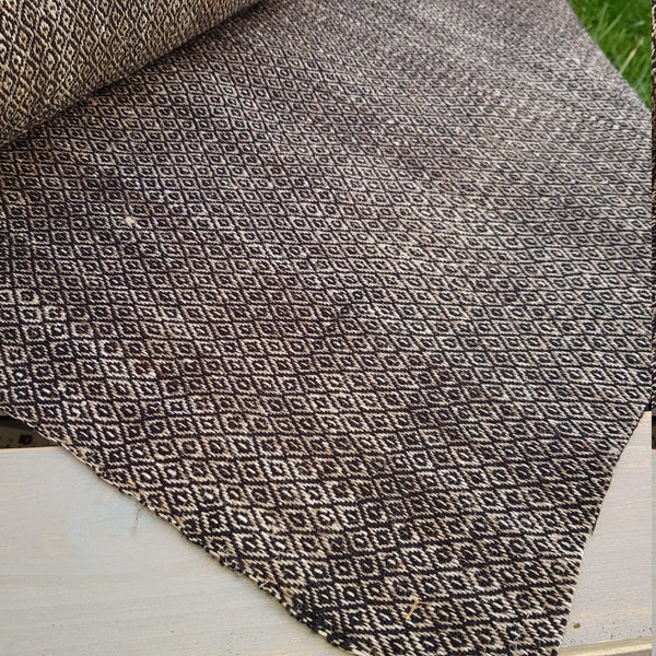 Himalayan Nettle & New Zealand Wool Fabric, Diamond Twill weave, Black & Tan