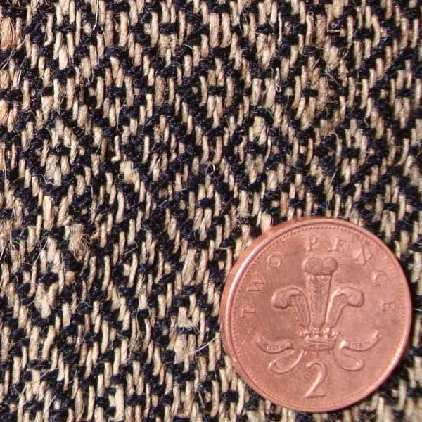 Himalayan Nettle & New Zealand Wool Fabric, Diamond Twill weave, Black & Tan