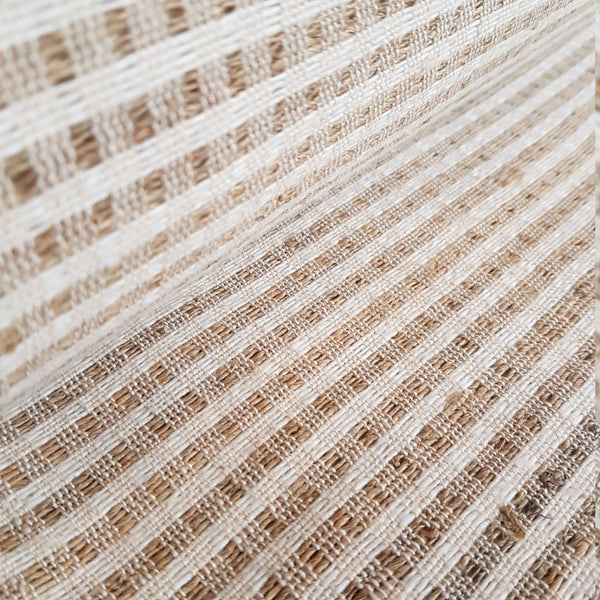 Hemp and Indian Cotton Fabric, Natural & Brown Check