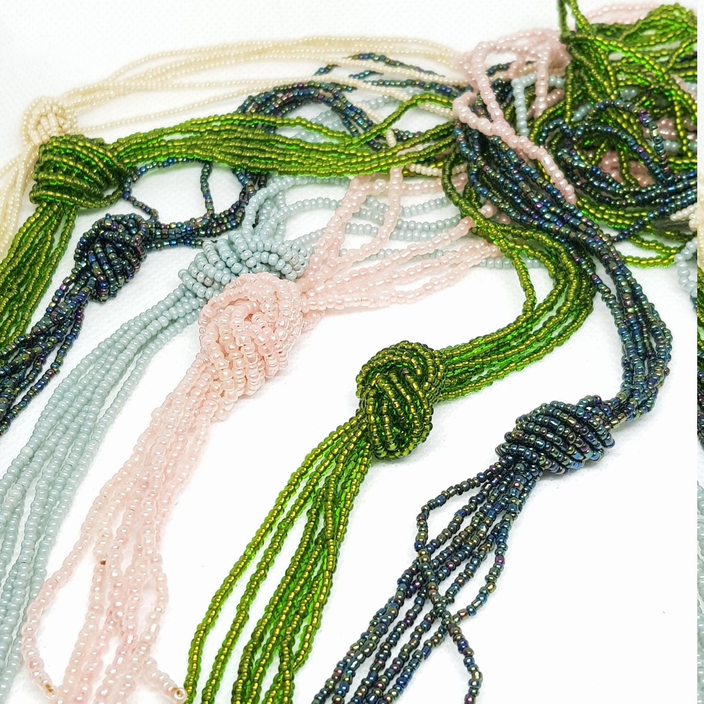 Glass Beaded Long Necklace Hand-strung in Nepal