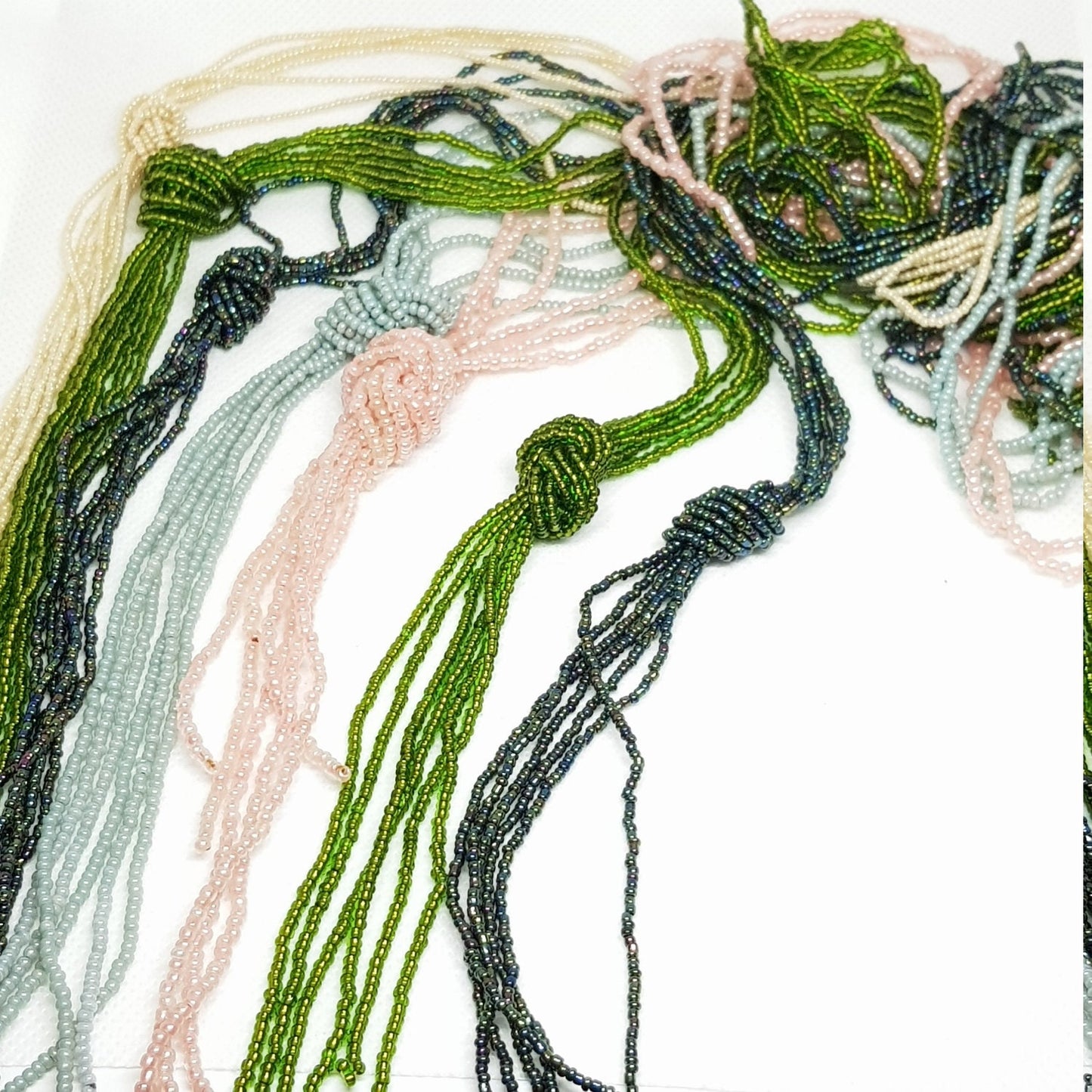 Glass Beaded Long Necklace Hand-strung in Nepal