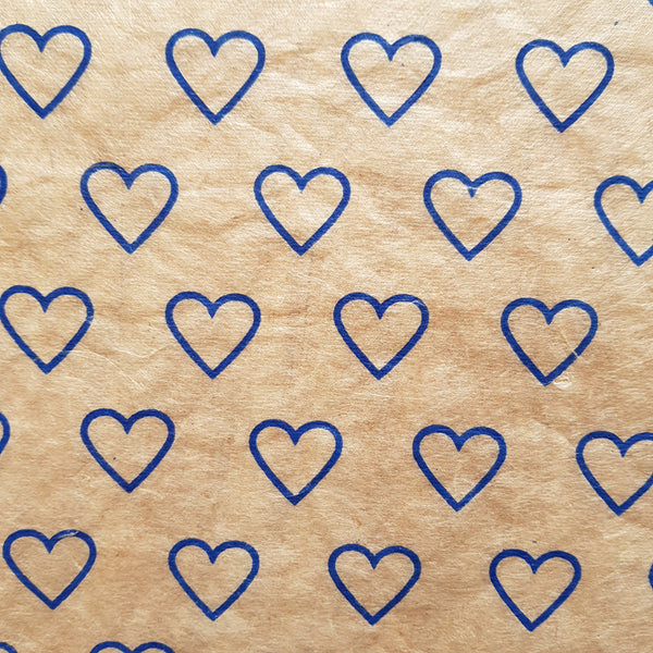 Blue Hearts Print on Hemp Tissue Paper
