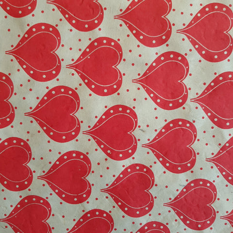 Red Hearts Print on Lokta Paper, Tree Free & Sustainable