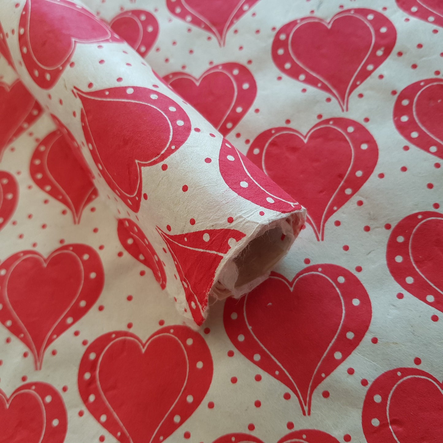 Red Hearts Print on Lokta Paper, Tree Free & Sustainable