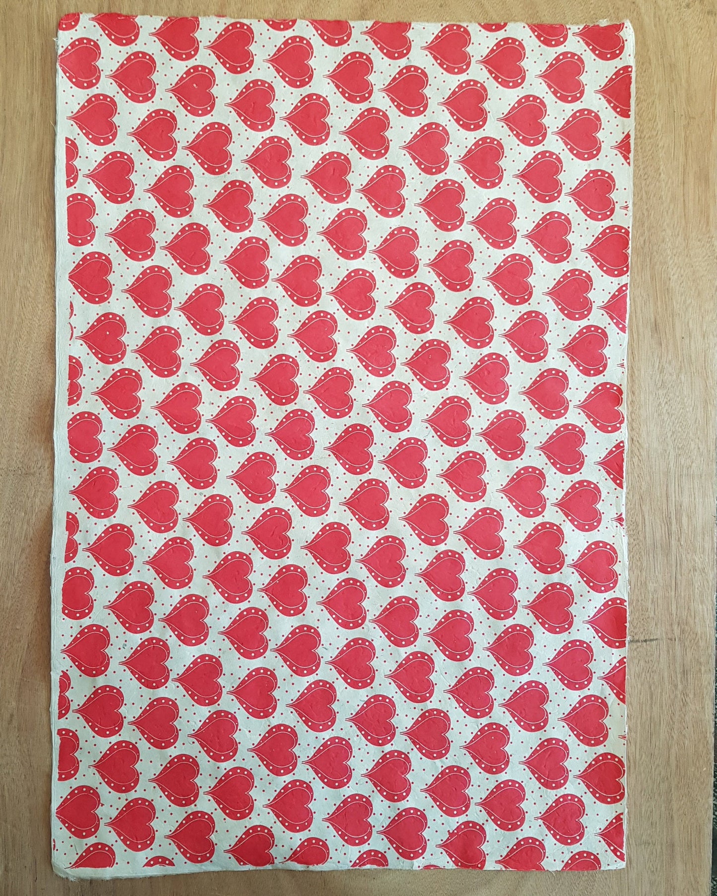 Red Hearts Print on Lokta Paper, Tree Free & Sustainable