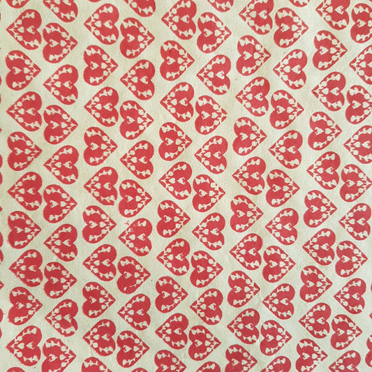 Red Scandi Hearts Print on Lokta Paper, Tree Free & Sustainable