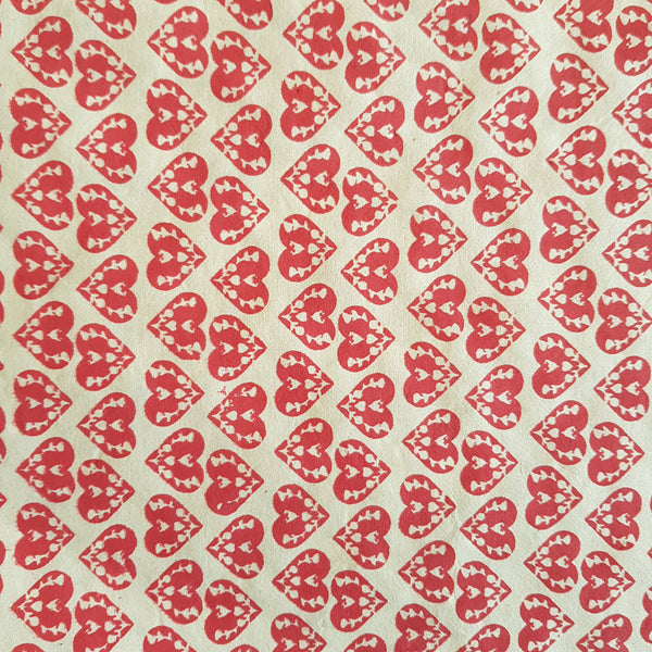 Red Scandi Hearts Print on Lokta Paper, Tree Free & Sustainable