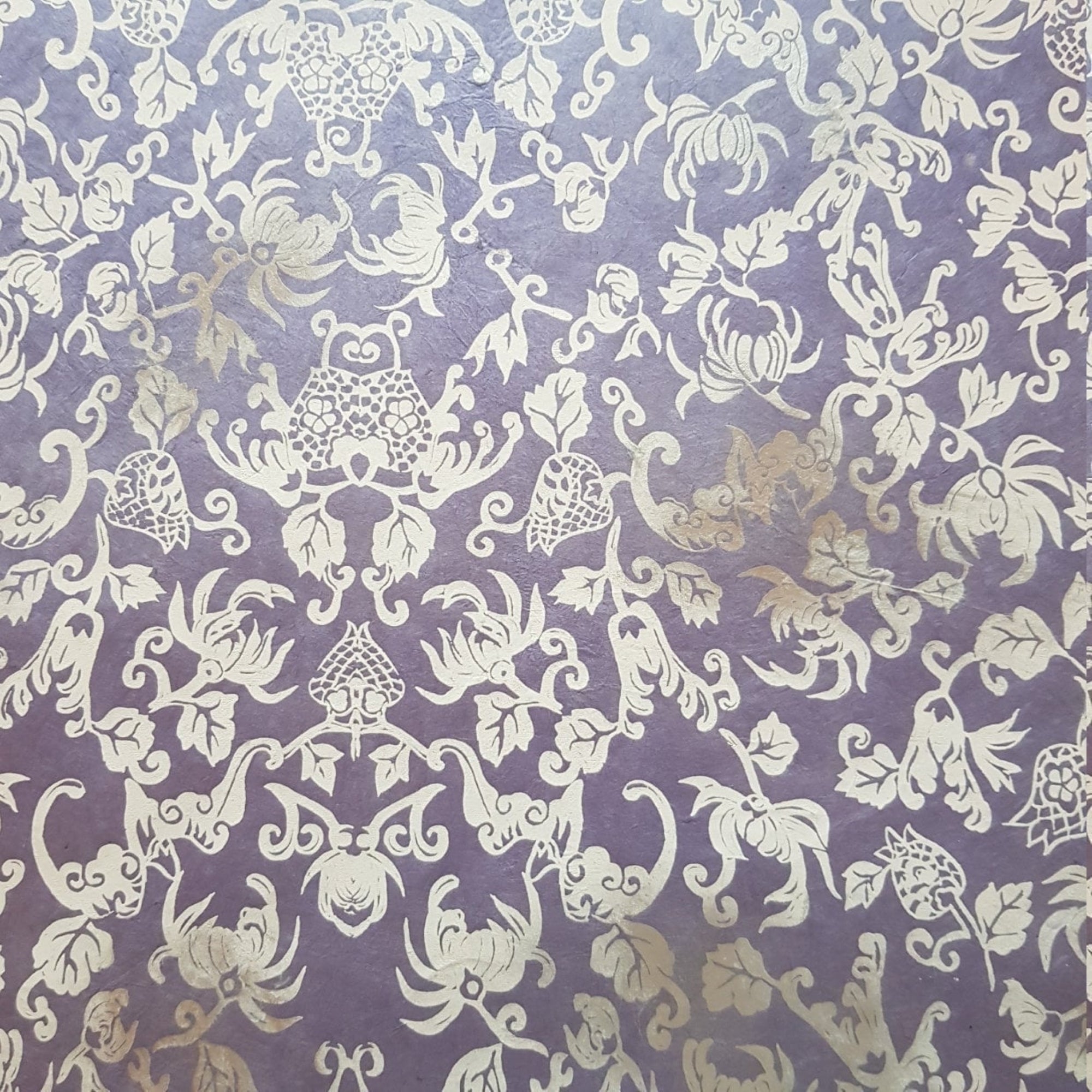 Purple Poppy Baroque Print on Lokta Paper, Tree Free & Sustainable