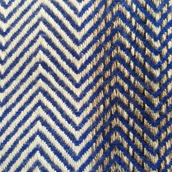 Cashmere blanket,  Navy, white, black & grey chevron weave