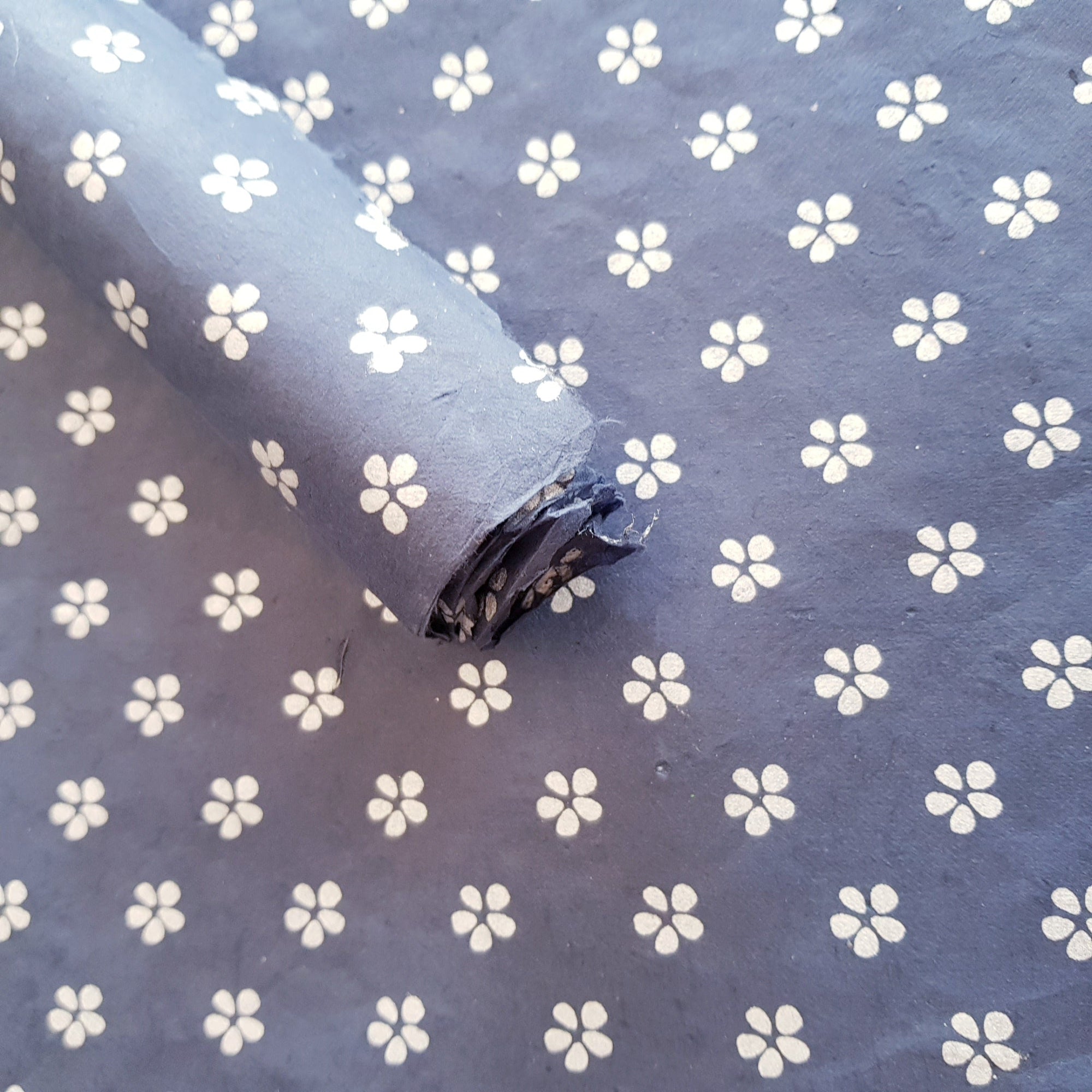 Silver Daisies Print on Lokta Paper, Tree Free & Sustainable