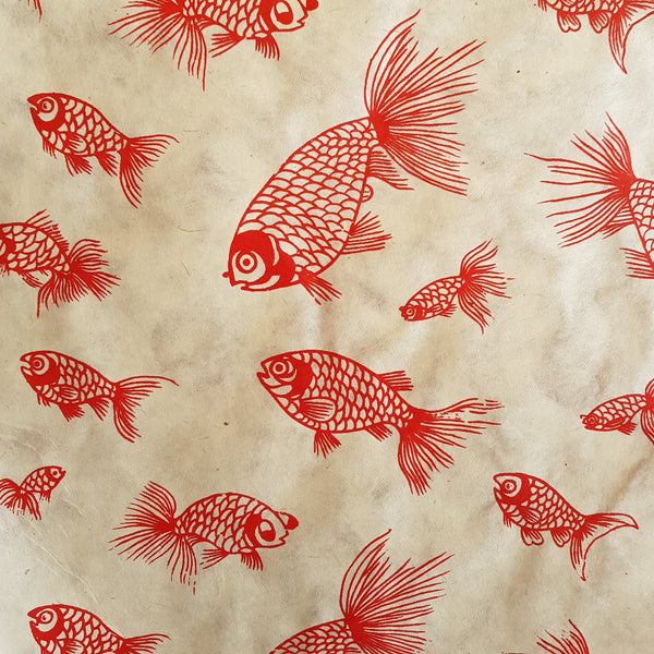 Red Goldfish Print on Lokta Paper, Tree Free & Sustainable