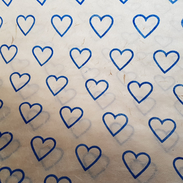 Blue Hearts Print on Hemp Tissue Paper