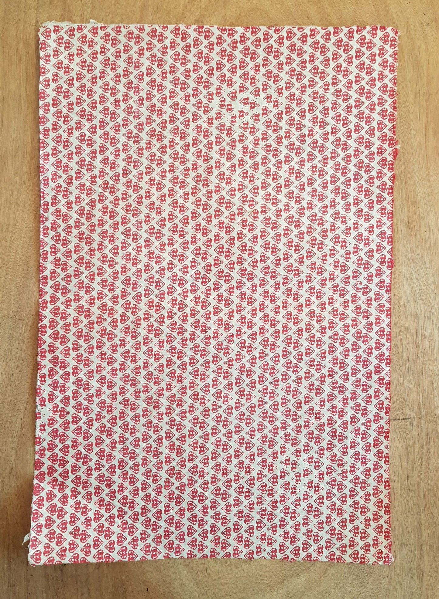 Red Scandi Hearts Print on Lokta Paper, Tree Free & Sustainable