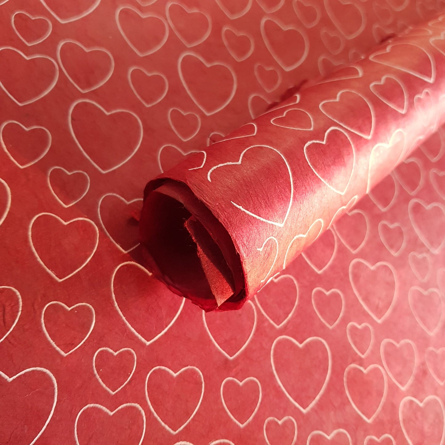 Red Hearts Print on Lokta Paper, Tree Free & Sustainable
