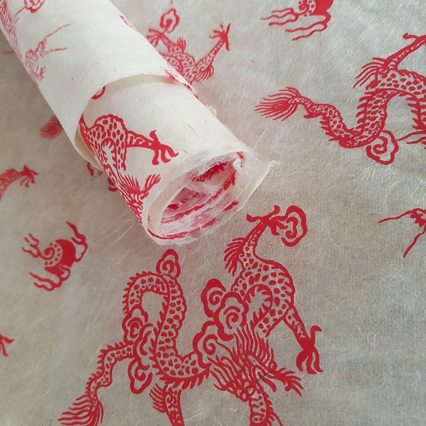Chinese Dragons print on Hemp Tissue Paper