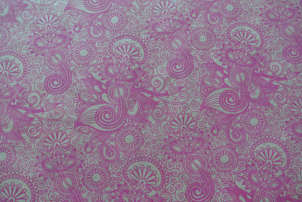 Pink Paisley Print on Lokta Paper, Tree Free & Sustainable