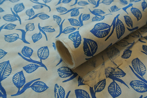 Blue Leaf Sketch Print on Lokta Paper, Tree Free & Sustainable