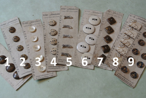 Handmade Buttons; Bone/Horn/Pearl/Wood