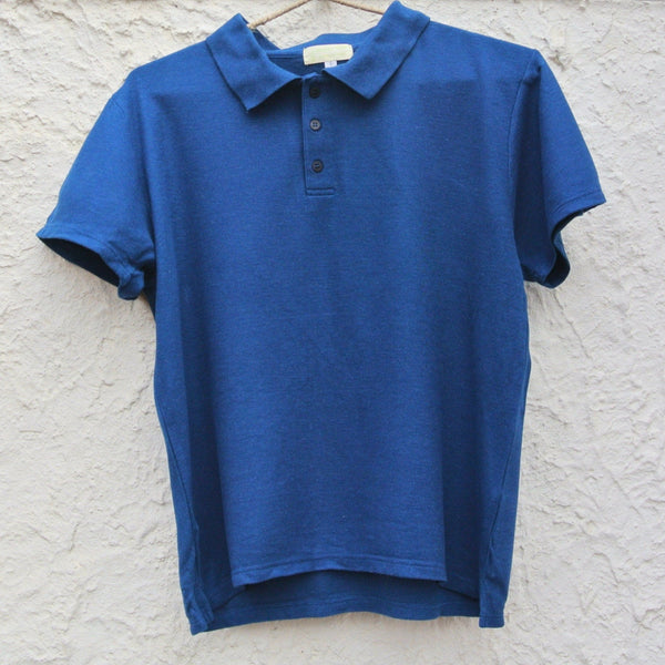 Men's Bamboo Polo Shirt in Plain Marina Blue. Soft & Breathable.