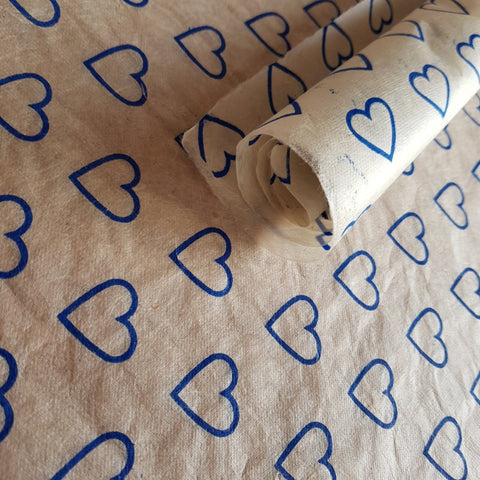 Blue Hearts Print on Hemp Tissue Paper