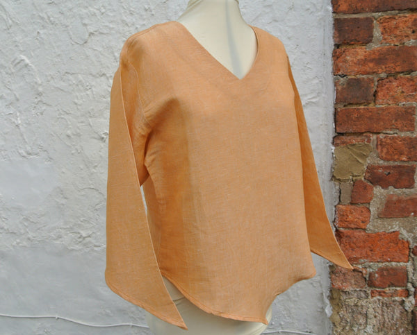 Hemp Ladies Pointy Top in Marigold